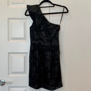 BCBGeneration Black Shiny Texture Mini Dress